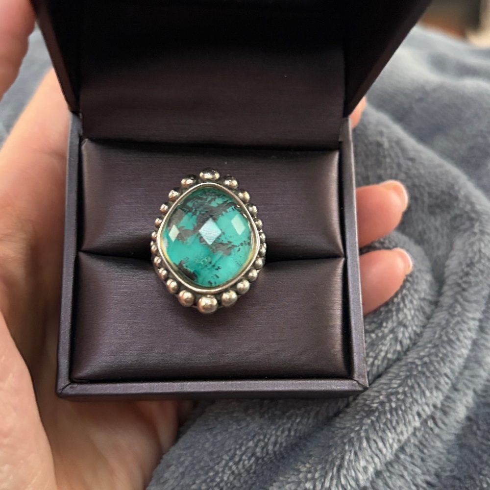 🩶 GORGEOUS LAGOS CHRYSOCOLLA MAYA DOME SILVER RING SIZE 5 🩶